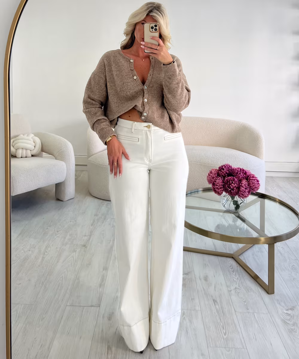 Jeans tall blanc couture choco