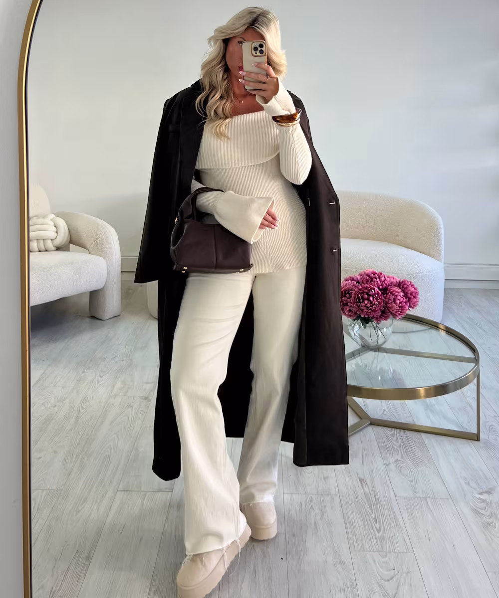 Jeans beige wide leg stretch - DRESS DESIREE
