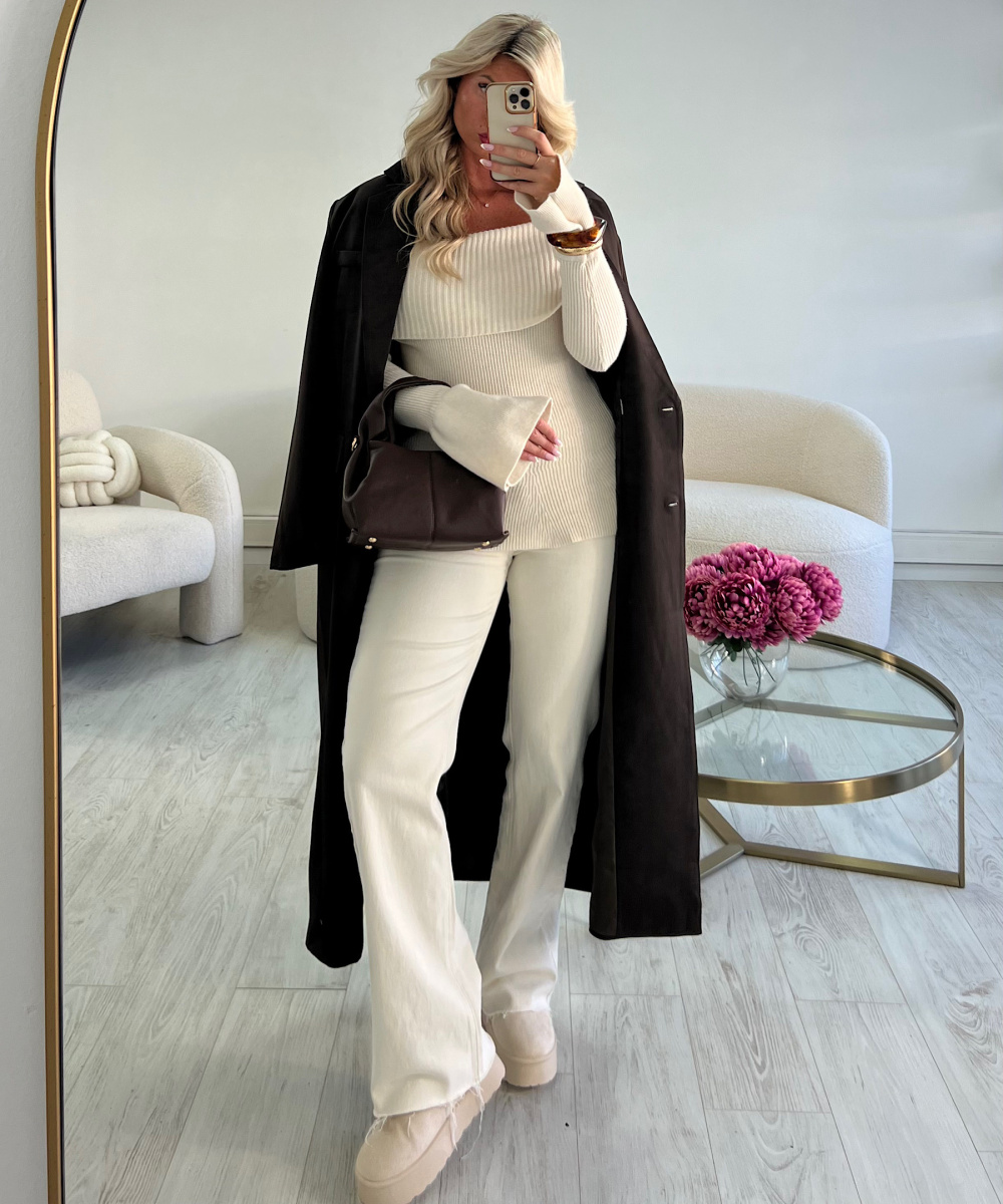 Standard wide leg stretch beige jeans - DRESS DESIREE