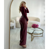 Burgundy faux leather trousers with stitching- DRESS DESIREE