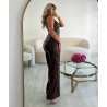 Pantalon simili cuir couture choco - DRESS DESIREE