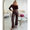 Chocolate brown faux leather trousers - DRESS DESIREE