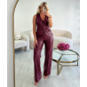Top boléro simili cuir bordeaux - DRESS DESIREE