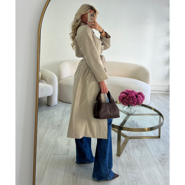 Trench long beige col choco - DRESS DESIREE