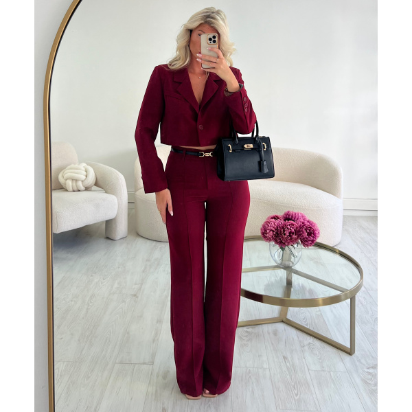 Heather burgandy cropped blazer