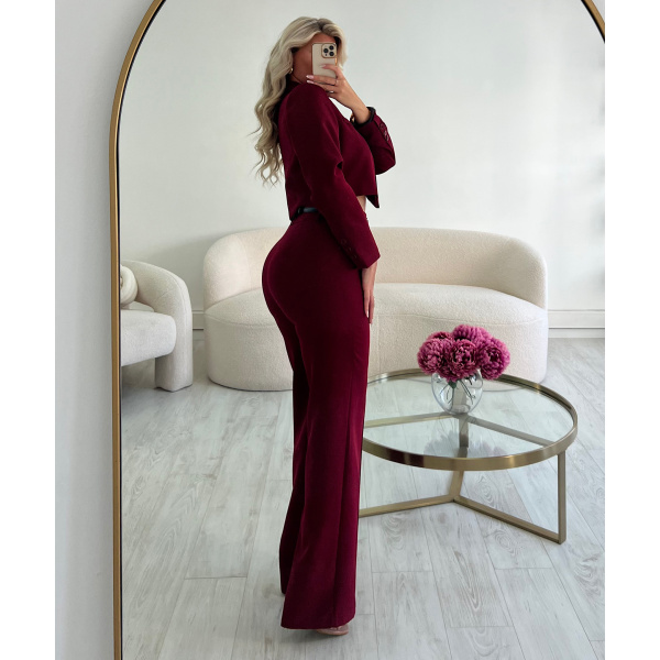 High-waisted heather burgandy  couture pants
