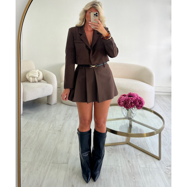 Jupe short plissée choco - DRESS DESIREE