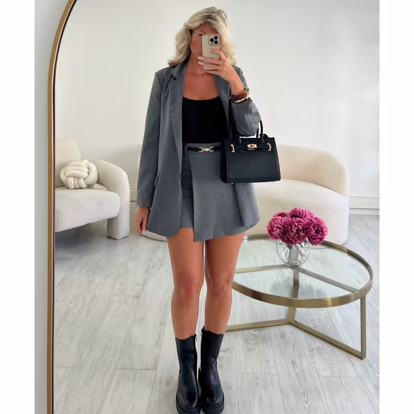 Jupe short classique gris chiné - DRESS DESIREE