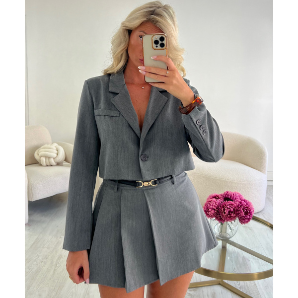 Jupe short plissée gris chiné - DRESS DESIREE