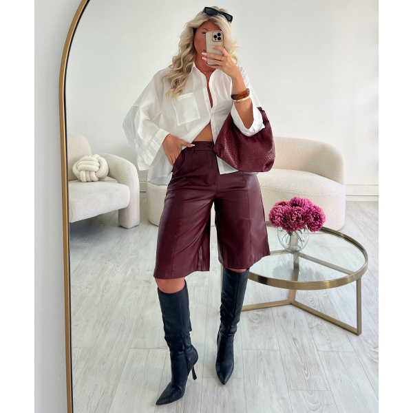 Bermuda simili cuir burgandy - DRESS DESIREE