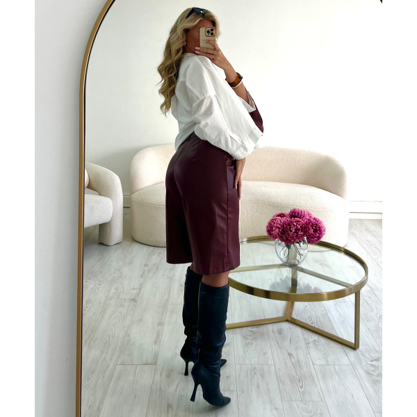 Bermuda simili cuir burgandy - DRESS DESIREE