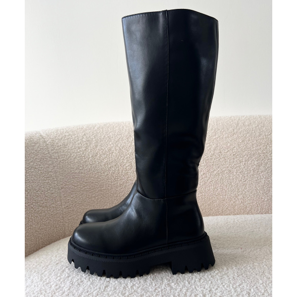 Bottes plateforme simili cuir noir - DRESS DESIREE