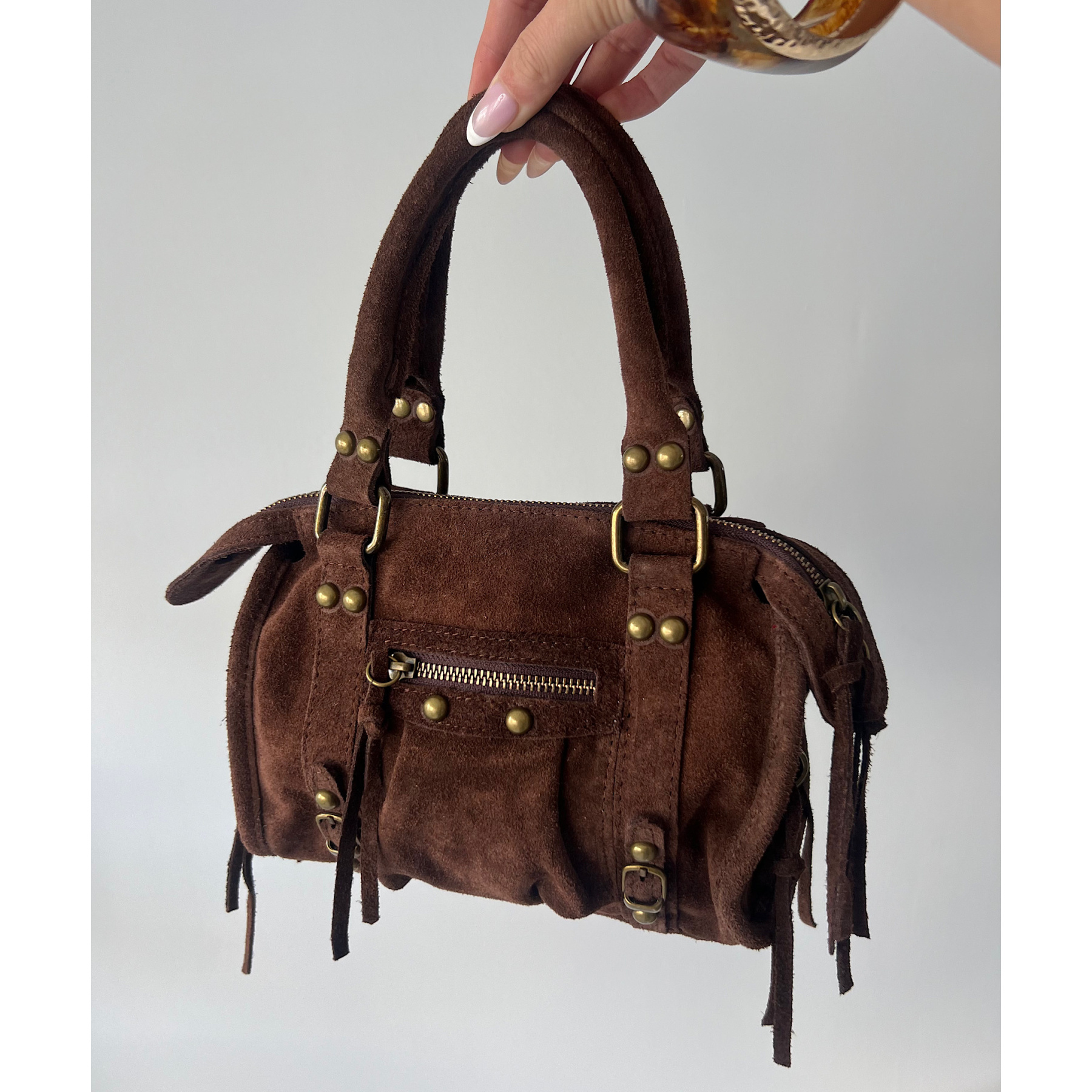 Sac daim choco 100% cuir - DRESS DESIREE