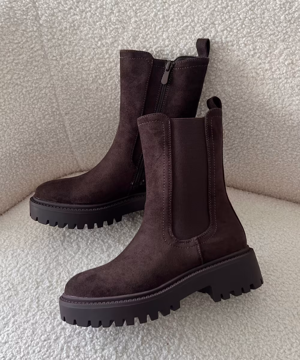 Bottines daim chocolat
