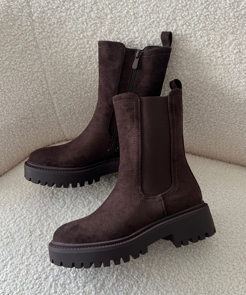 Chocolate suede ankle boots