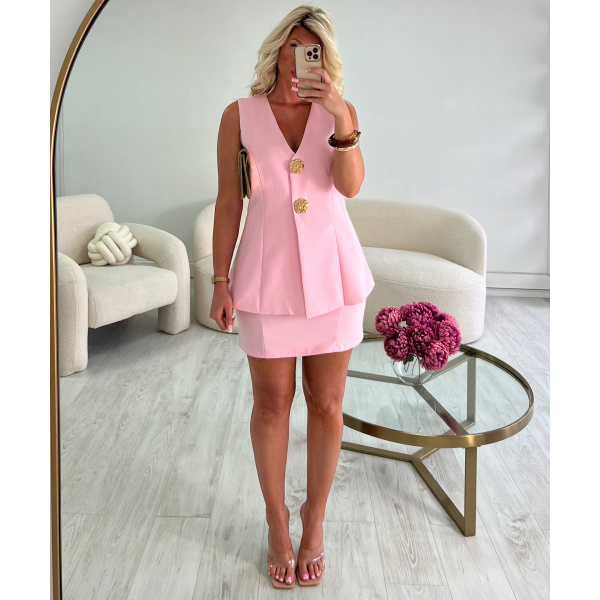 Ensemble boléro jupe bonbon détails dorés - DRESS DESIREE