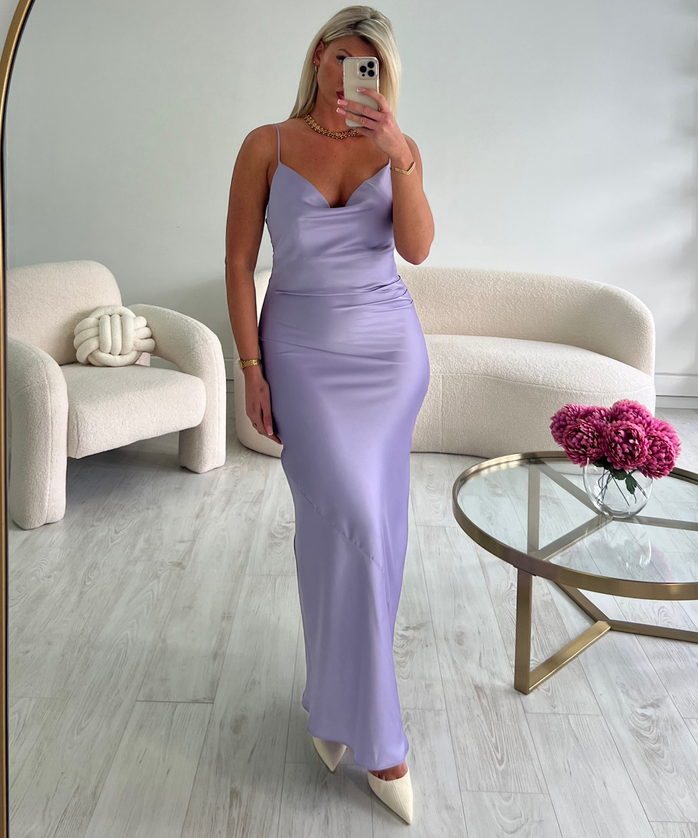Robe longue satiné lila DRESS DESIREE