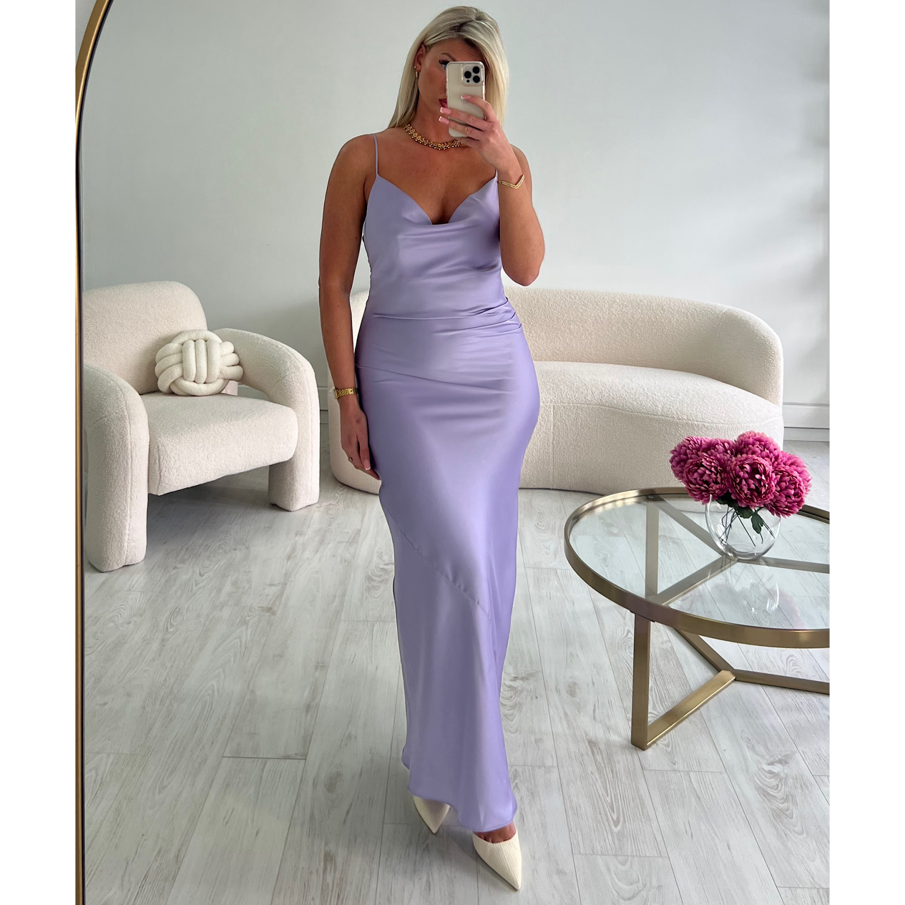 Robe longue satiné lila DRESS DESIREE