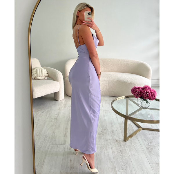Robe longue satiné lila DRESS DESIREE