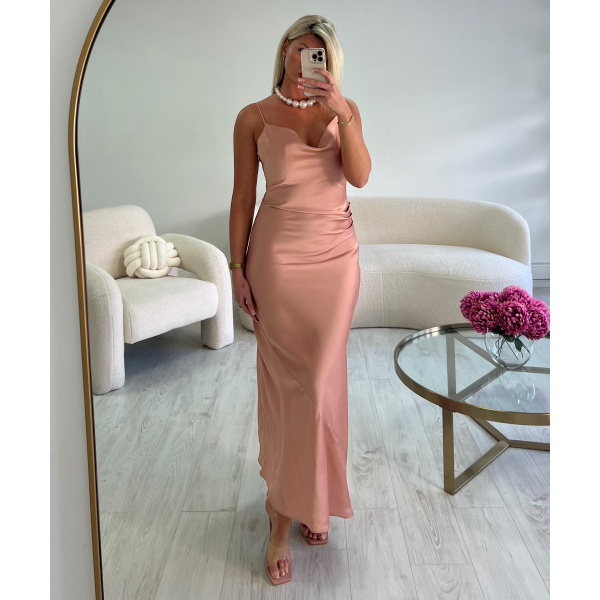 Robe longue satiné champagne DRESS DESIREE