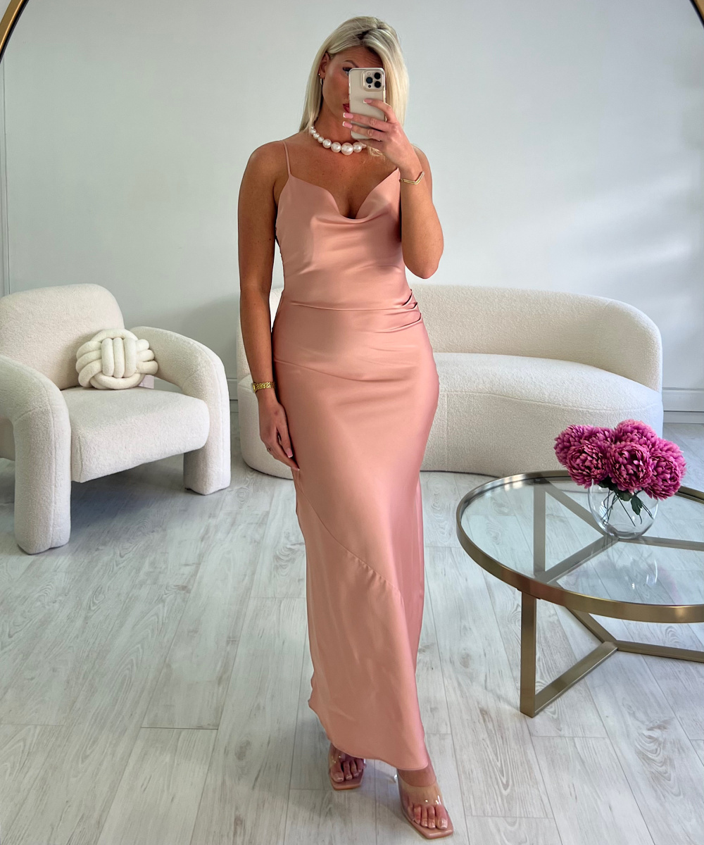 Champagne satin long dress