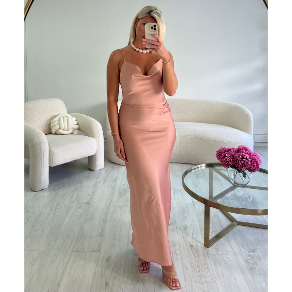 Robe longue satiné champagne DRESS DESIREE