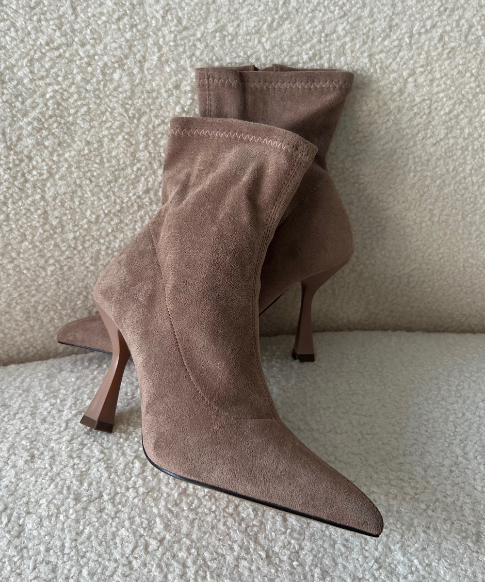 taupe suede heeled boots - DRESS DESIREE