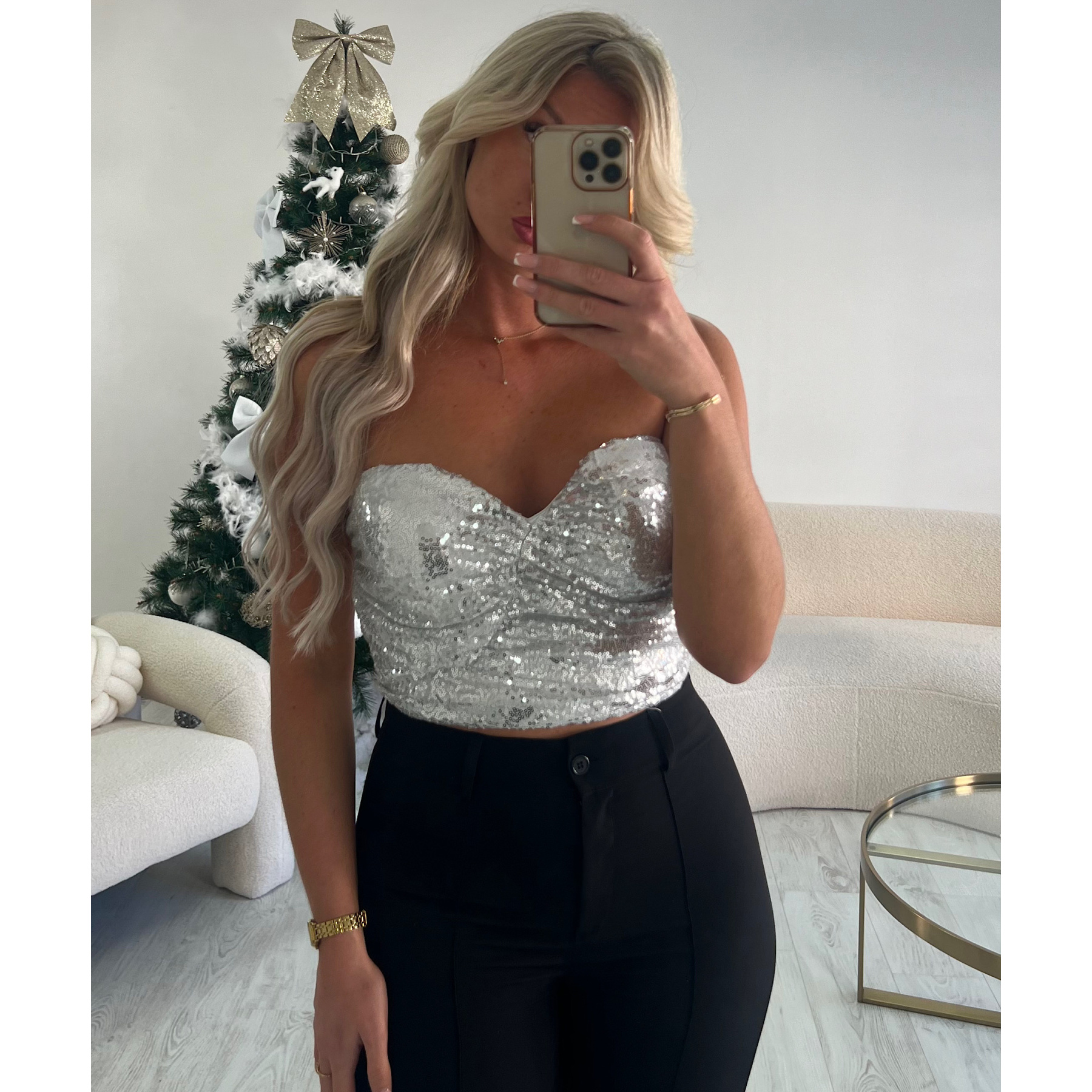 Silver sequin corset top - DRESS DESIREE