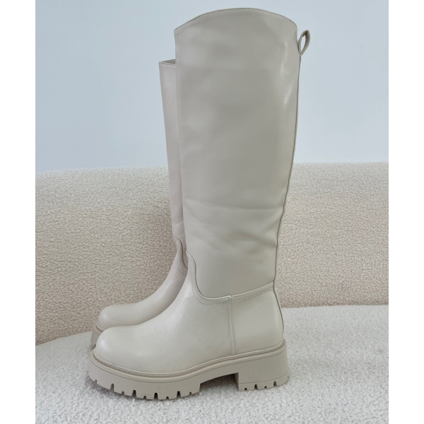 Beige flat imitation boots - DRESS DESIREE