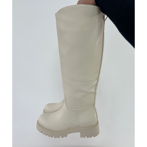 Beige flat imitation boots - DRESS DESIREE