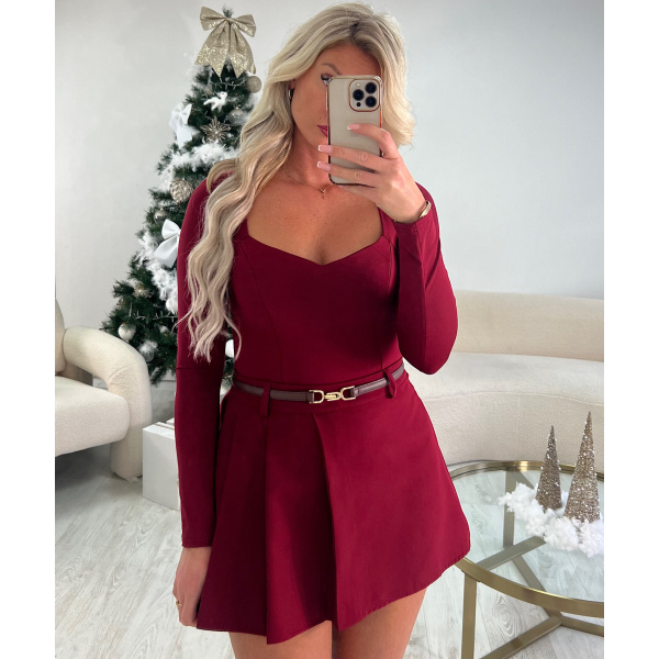Jupe short plissée burgandy - DRESS DESIREE