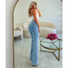 Extra long blue stretch rhinestone jeans (creation)