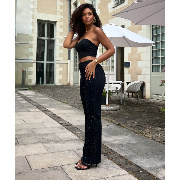 Jeans strass extra long noir stretch - DRESS DESIREE