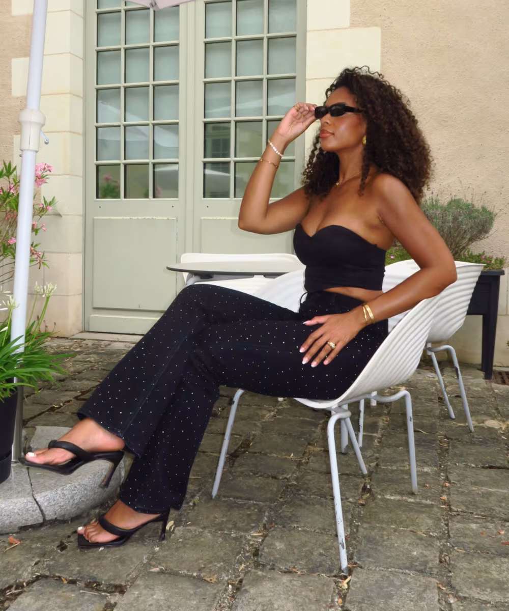 Jeans strass extra long noir stretch - DRESS DESIREE