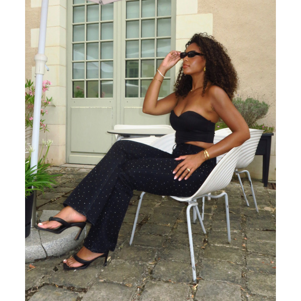Jeans strass extra long noir stretch - DRESS DESIREE