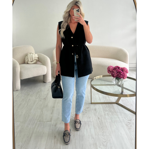 Black wicker moccasins