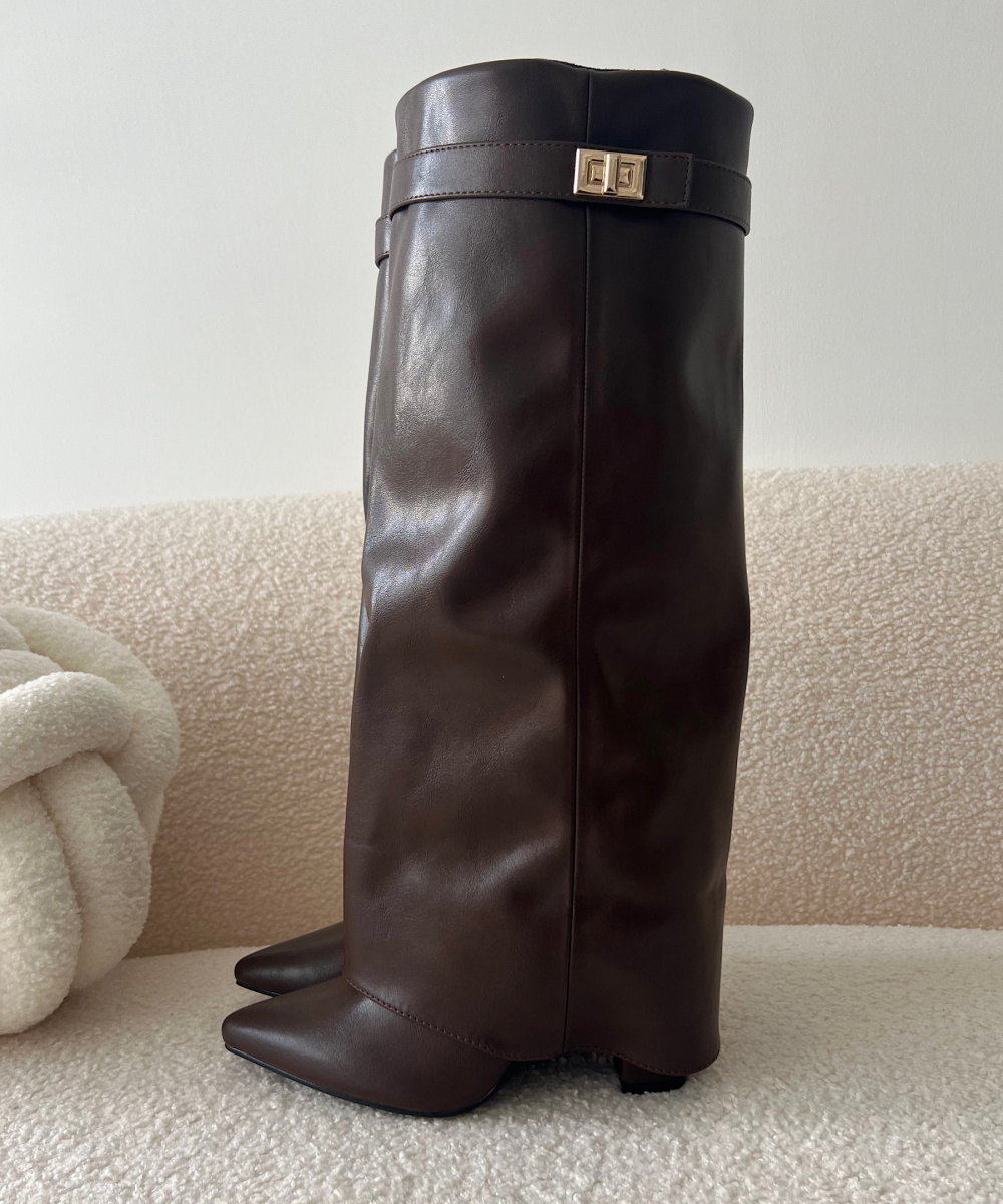 Bottes talons retroussé choco - DRESS DESIREE