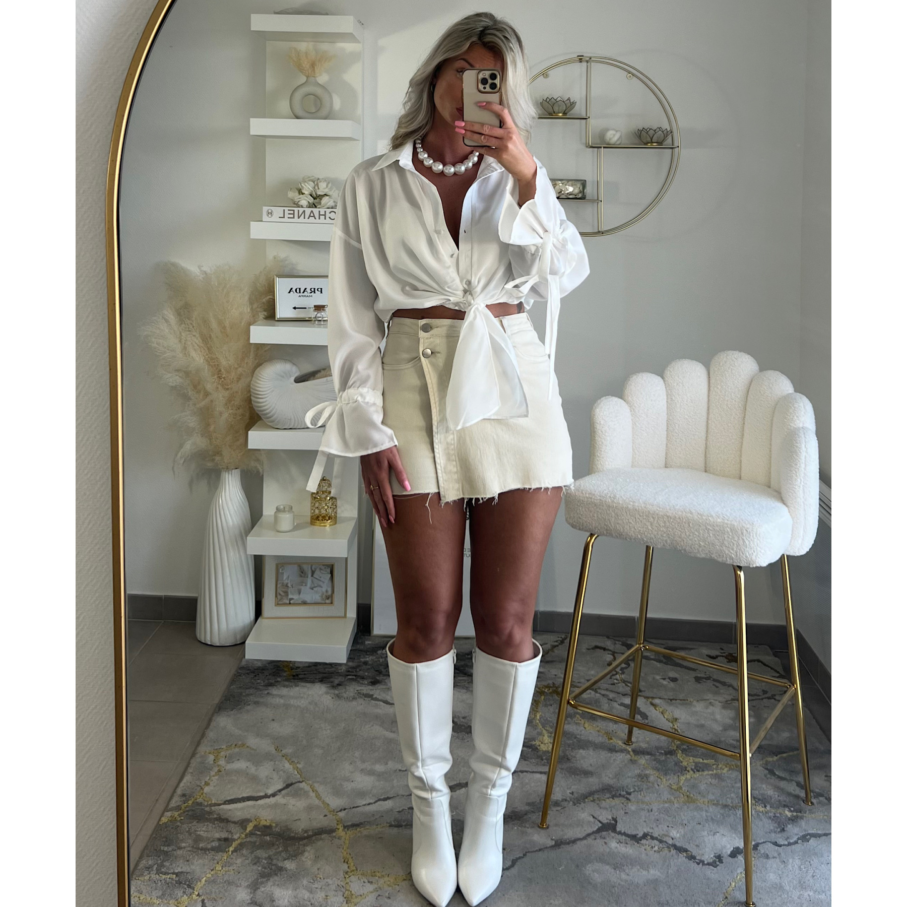 Jupe short denim beige- DRESS DESIREE