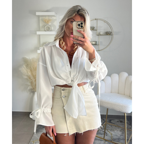 Jupe short denim beige- DRESS DESIREE