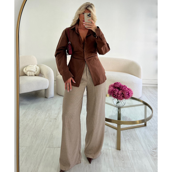 Brown fitted shirt - DRESS DESIREE