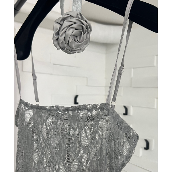 Long gray lace dress