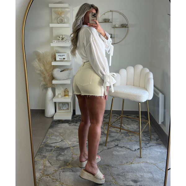 Jupe short denim beige- DRESS DESIREE