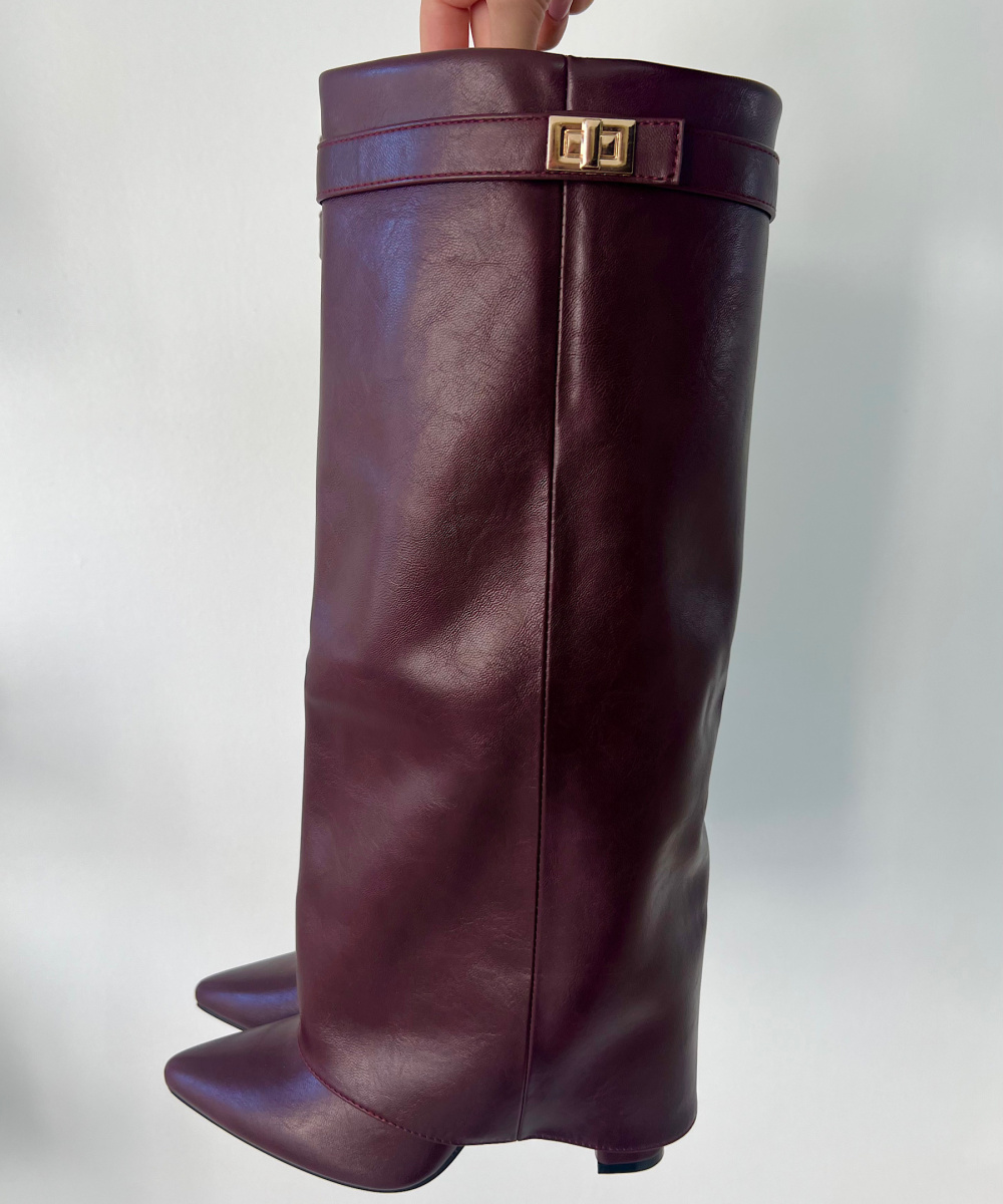 Bottes talons retroussé burgundy - DRESS DESIREE
