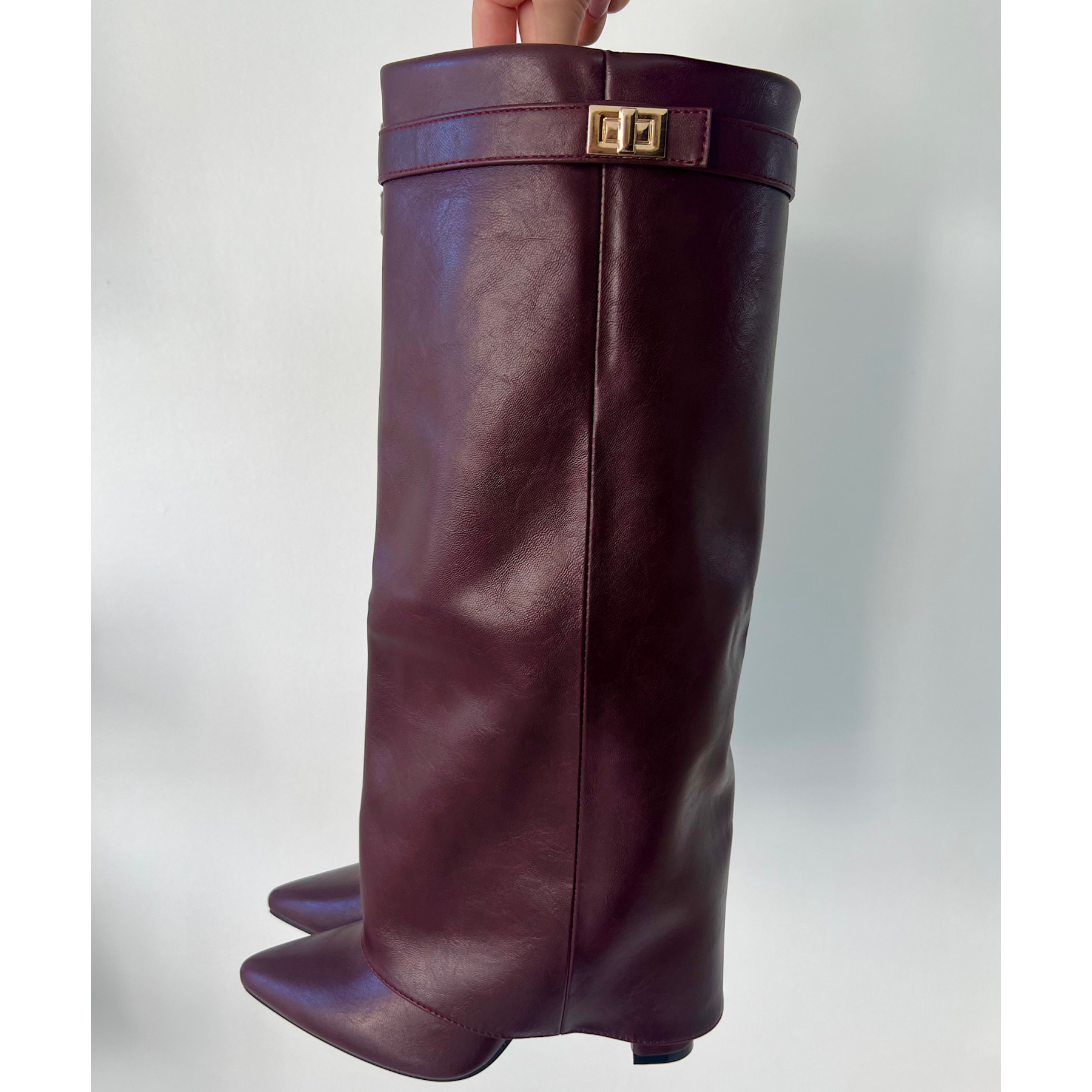 Burgundy turned-up heel boots - DRESS DESIREE