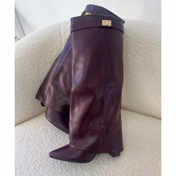 Bottes talons retroussé burgundy - DRESS DESIREE