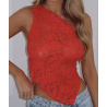 Asymmetrical red lace top - DRESS DESIREE