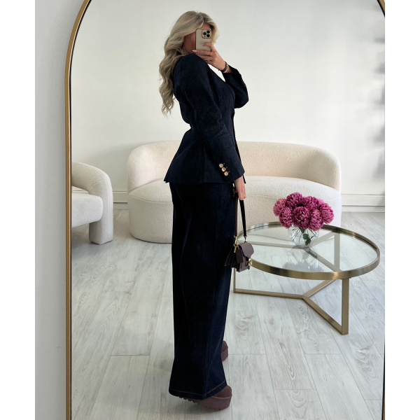 Blazer cintré denim brut détails dorés - DRESS DESIREE
