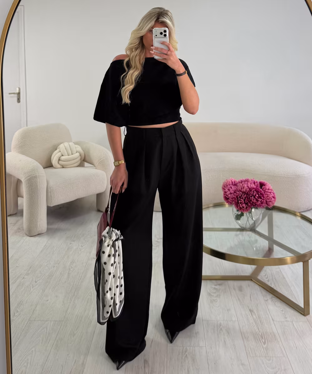 Pantalon barrel pince Tall noir