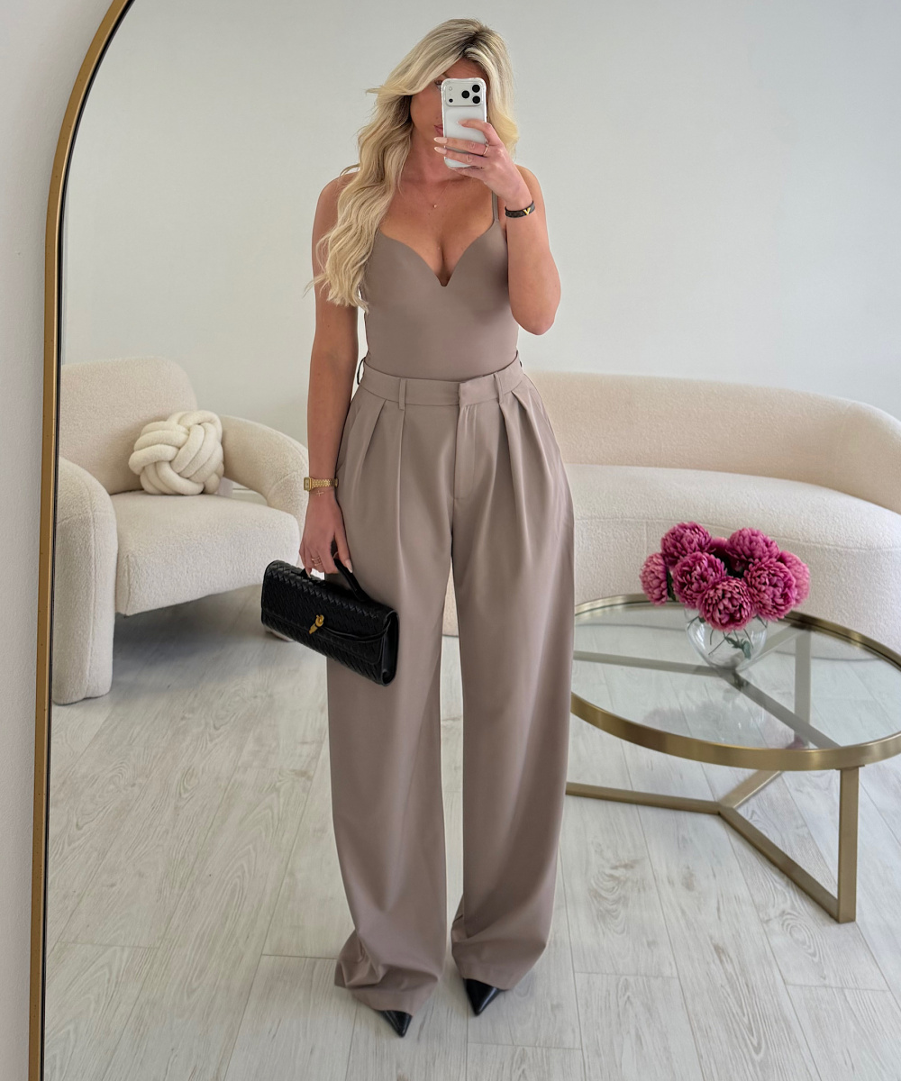 Pantalon pince extra long taupe - DRESS DESIREE