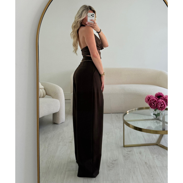 extra extra long brown pleated trousers DRESS DESIREE